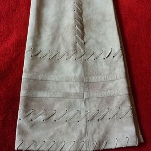 Beige suede leather pants